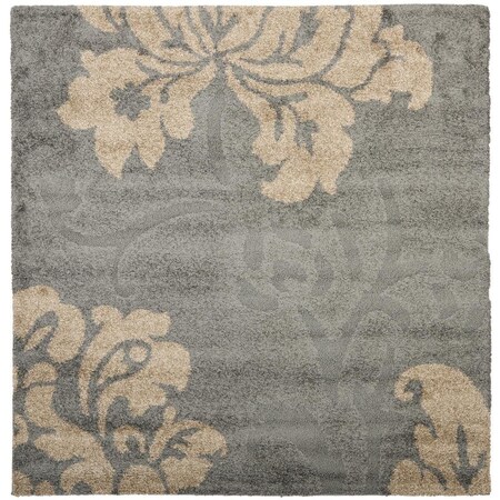 Safavieh 4 x 4 ft. Shag Power Loomed Square Area Rug; Grey & Beige SG458-8013-4SQ